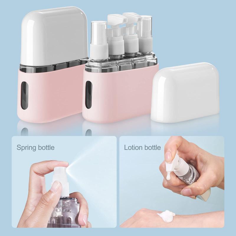 Travel Size Packaging Bottle, 2 Sets 8 Counts Refillable Spray Bottles with Storage Box, Portable Leak Proof Travel Containers Set for Toiletries Home Outdoor Office,  Travel Bottle Organizer Travel Essentials, Gifts for Girlfriend