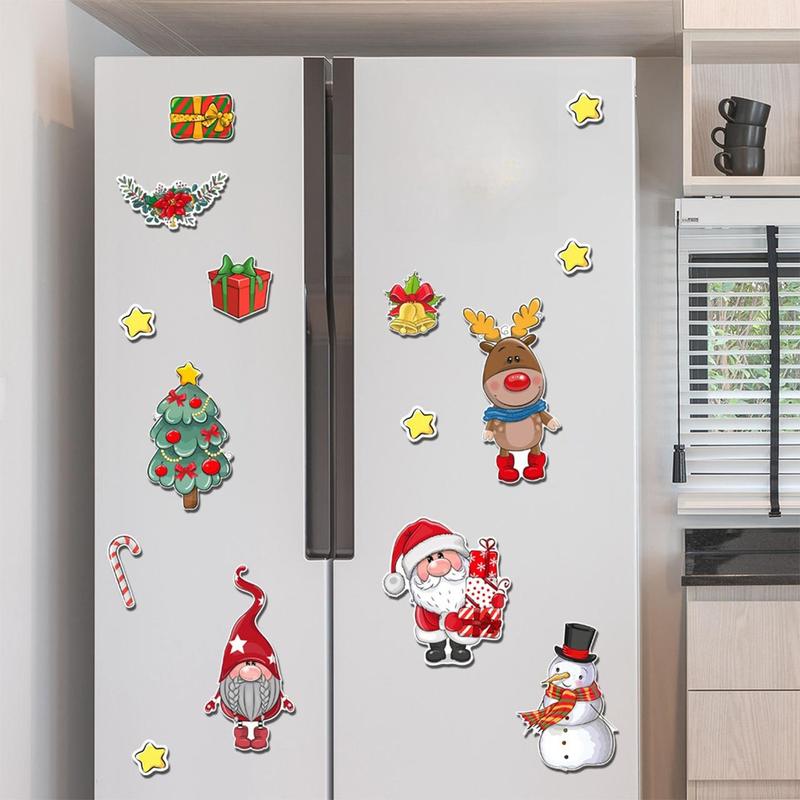 Christmas Themed Magnetic Fridge Sticker, 1 Set Cute Cartoon Gnome & Snowman & Reindeer Decorative Fridge Magnet, Holiday Party Decoration Supplies