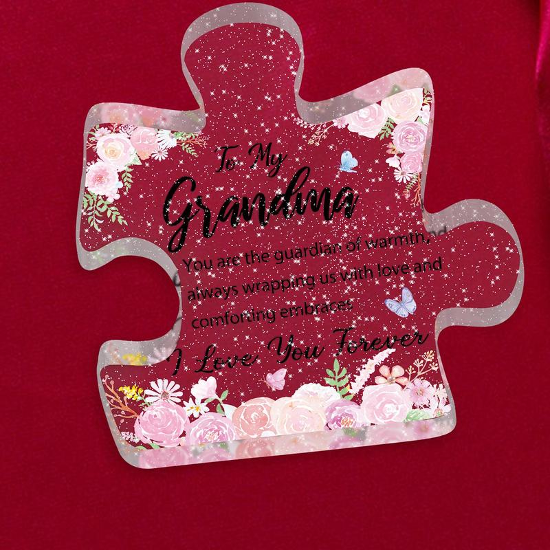 Letter Design Acrylic Puzzle Ornament, To My Grandma Gift, Transparent Acrylic Plaque, Birthday Gift For Grandma, Appreciation Gift For Grandma, Best Heartwarming Gift For Grandma