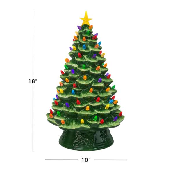 Mr. Christmas Nostalgic Ceramic Christmas Tree Decoration - Green [ 18in-14in ]