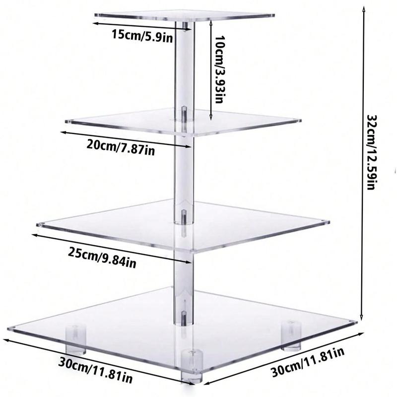 Clear Acrylic Cake Stand, 4 Layer Cake Display Stand, Detachable Cake Shelf, Cake Display Rack for Party, Birthday, Wedding, Home Kitchen Organization