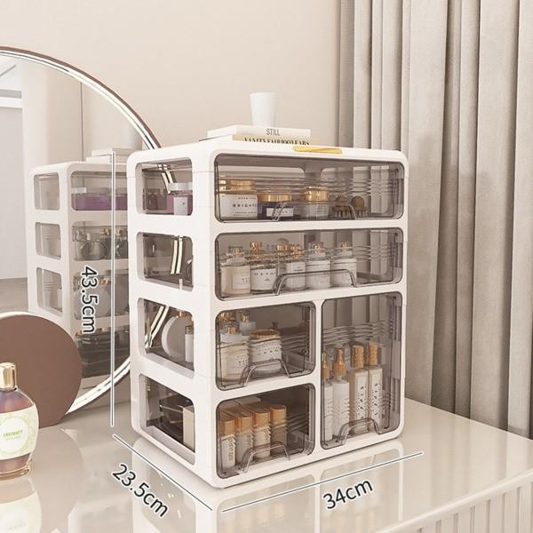 Makeup storage box with 5 drawers, plastic storage, suitable for dressing table cosmetics display box, large capacity bathroom countertop plastic storage, used for skincare products