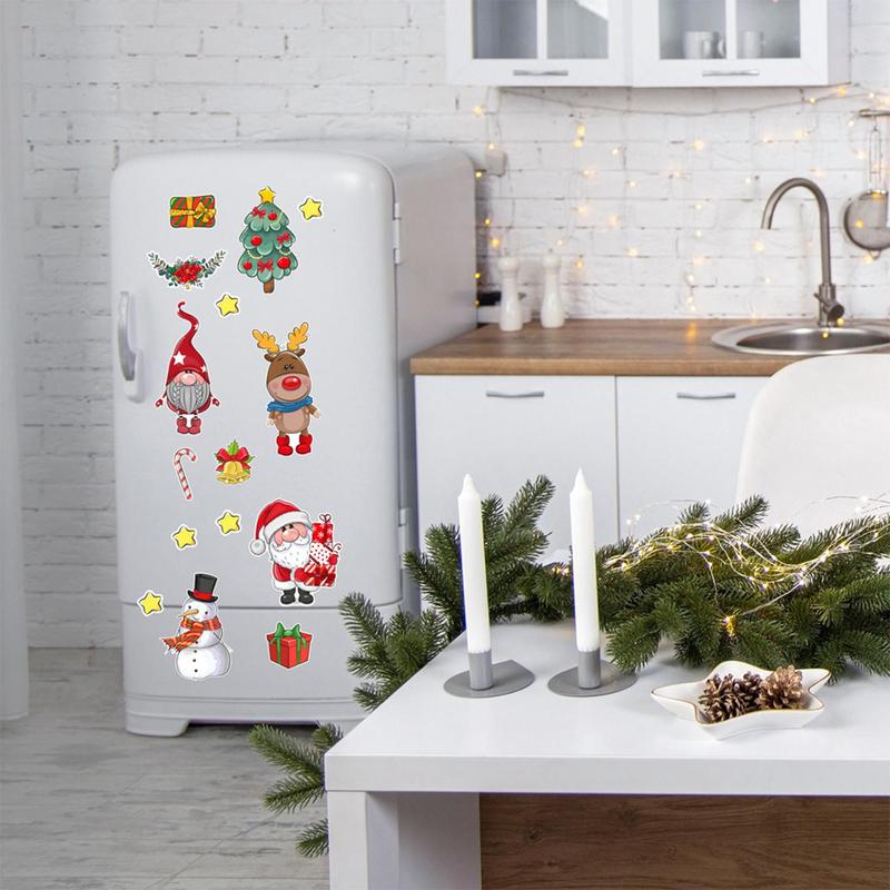 Christmas Themed Magnetic Fridge Sticker, 1 Set Cute Cartoon Gnome & Snowman & Reindeer Decorative Fridge Magnet, Holiday Party Decoration Supplies