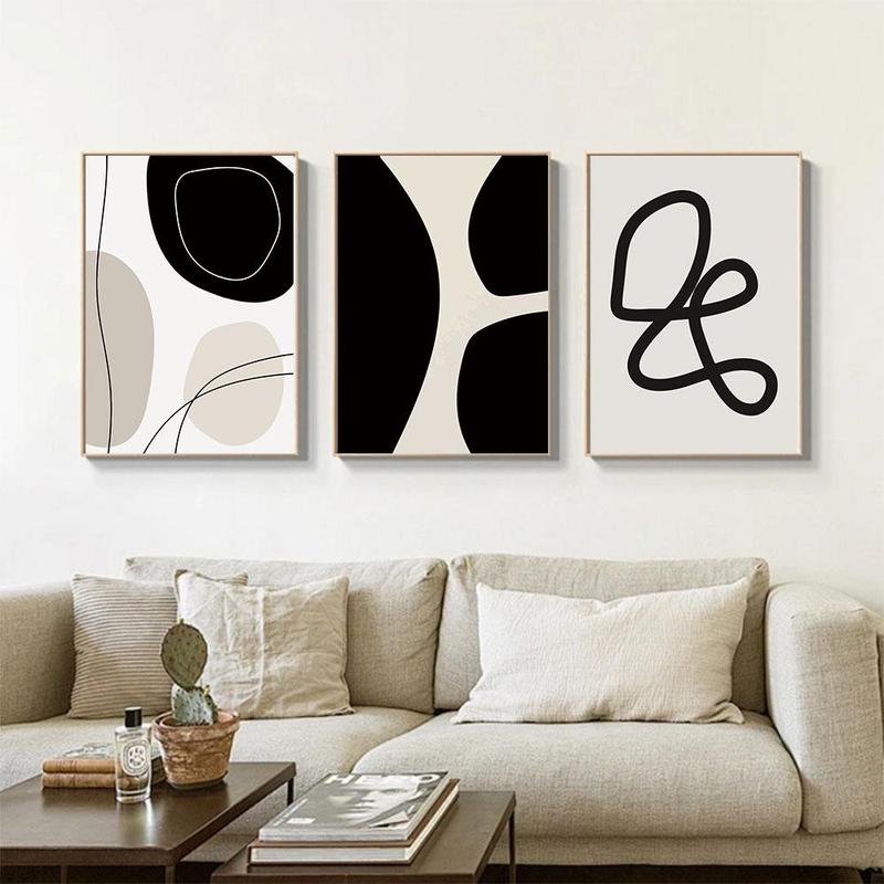 Modern Abstract Line Pattern Unframed Canvas Painting, 3 Counts set Modern Wall Art Poster, Wall Art Decor for Home Living Room Bedroom Office School