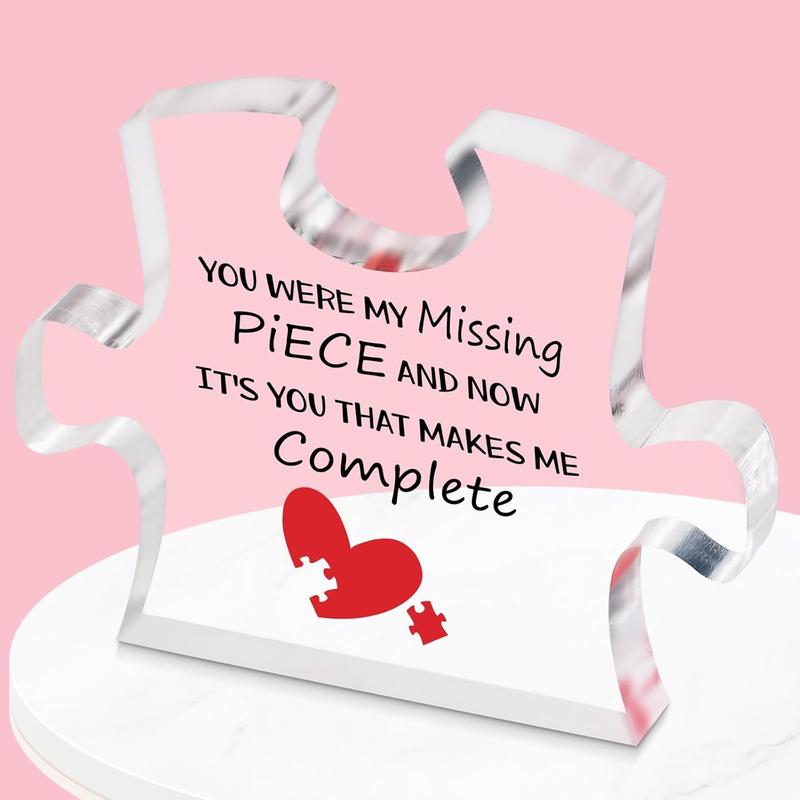 Gift for Her, Romantic Puzzle-Shaped Plaque, Christmas Birthday Gifts for Her Him Wife Husband Boyfriend Girlfriend (Anniversary)