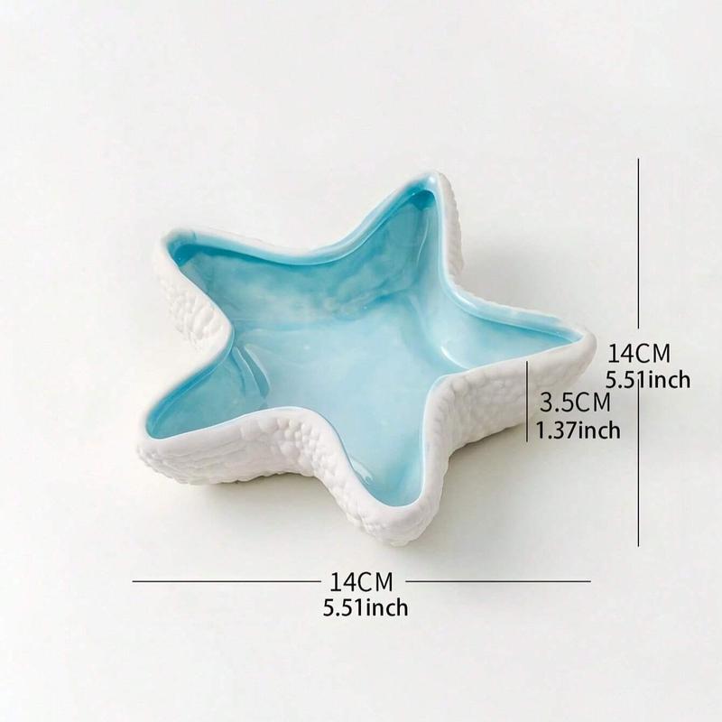 Starfish Shaped Jewelry Storage Bowl, 1 Count Ceramic Jewelry Key Sundries Storage Holder, Desktop Decoration Ornament for Home Bedroom Dressing Table