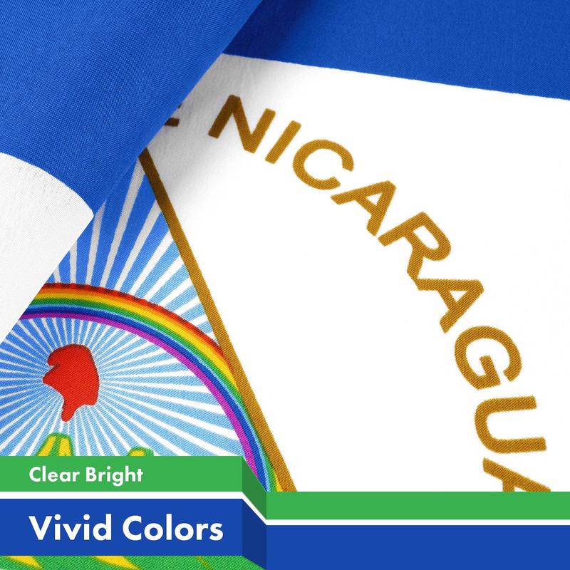 G128 Nicaragua Nicaraguan Flag | 3x5 Ft | LiteWeave Pro Series Printed 150D Polyester | Country Flag, Indoor Outdoor, Vibrant Colors, Brass Grommets, Thicker and More Durable Than 100D 75D Polyester