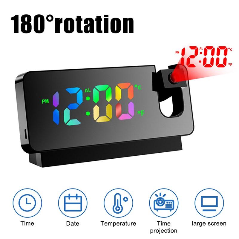 2025 New Black Friday LED Digital Projection Alarm Clock for Bedroom and Desktop USB Wake Up Clock with Projection on Ceiling and Wall Christmas Gift