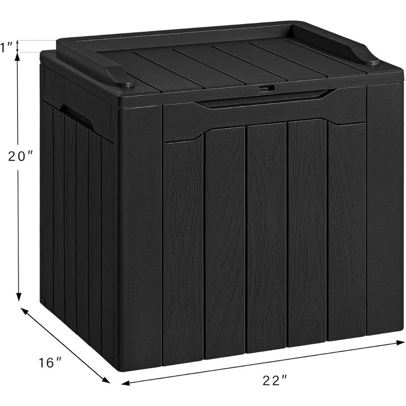 30 Gallon Resin Deck Box Outdoor Indoor Waterproof Storage Box for Patio Pool Accessories Storage for Cushion Garden Tools (30 Gallon, Black)