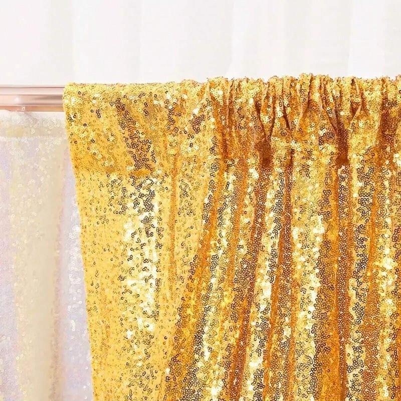 Glitter Sequin Backdrop Curtain, 2counts Glitter Shimmer Fabric Backdrop, Wedding Party Decorative Backdrop, Festive & Party Supplies