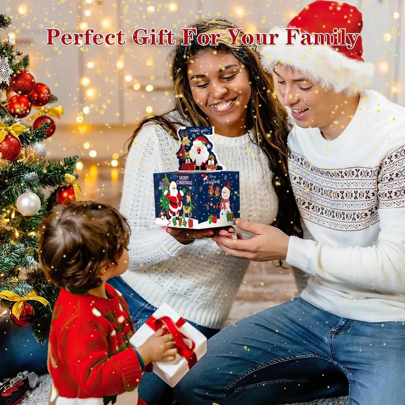 Christmas Money Box for Cash Gift Pull, Money Holder Cash Gift for Kids Adults, DIY Fun Holiday Cash Box, Surprise Gift Box for Parents, Lovers and Friends, Includes 50Pcs Transparent Bags