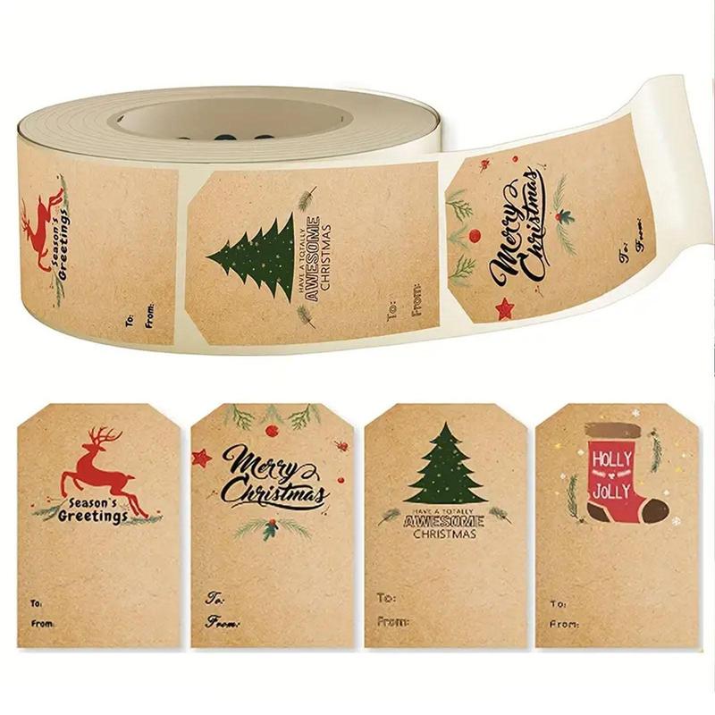 Christmas Gift Labels, 300pcs roll Waterproof Gift Label Sticker, Easy To Use Gift Decoration Sticker for Holiday Party