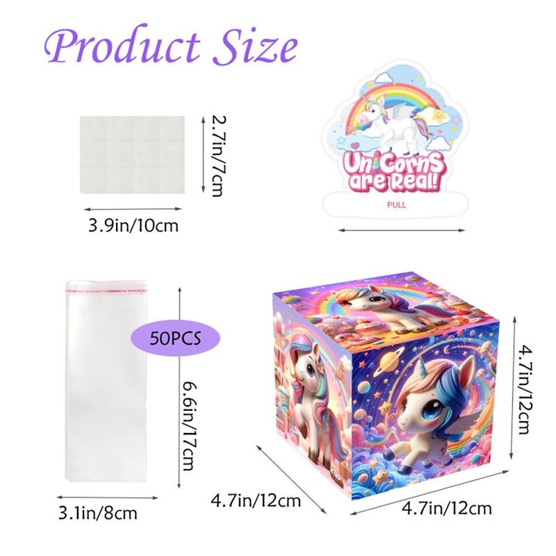 Laidesoph Unicorn Design Money Box, Birthday Themed Money Box with Clear Bag, Surprise Money Box for Birthday Party, Party Activities Supplies