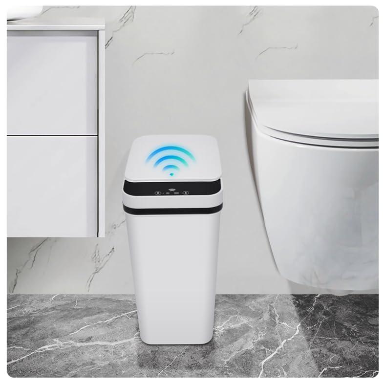 Bathroom Trash can, Touchless Trash Can,Automatic Motion Sensor Trash Bin with Lid,2.4 Gallon Garbage Can, Kitchen, Bathroom, Office, Bedroom Trash can (White)