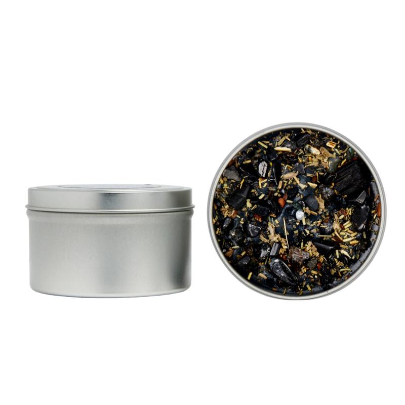 Protection Candle - Energy Cleansing - Crystal & Herb Candle - Protection Crystals - Soy Aromatherapy Essential Oil Black Ritual Candle - 6 Sizes Available!