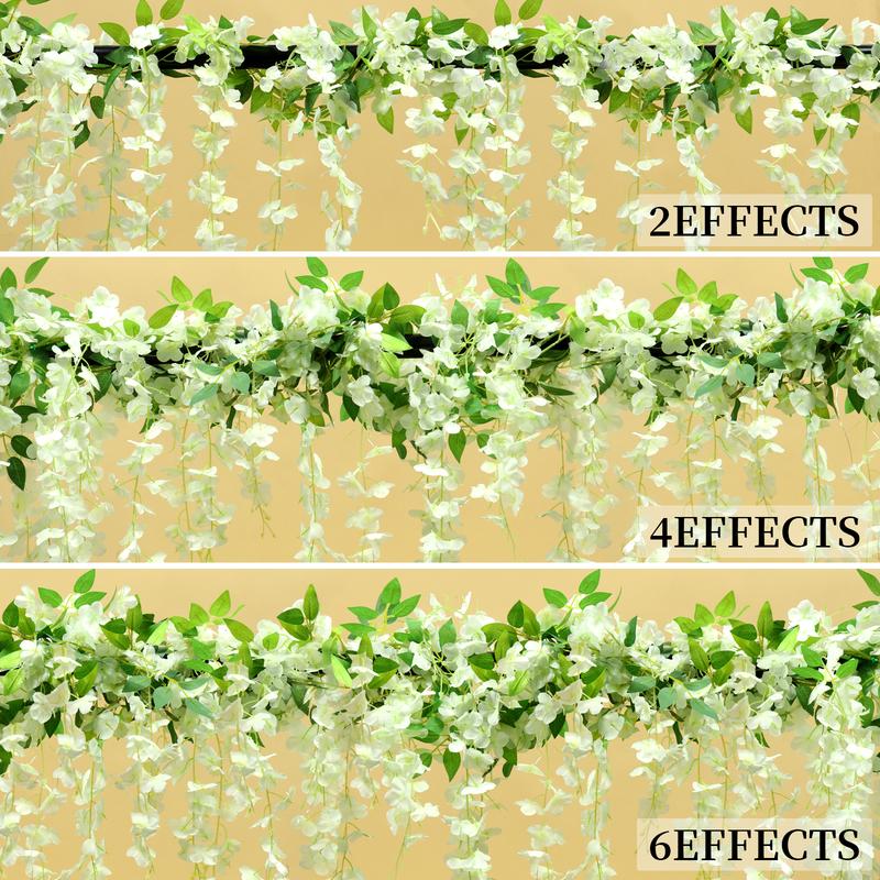 DEEMEI Artificial Garlands DIY Wisteria Vine Silk Hanging Flowers with LED Strings Lights for Wedding Arch Home Garden Outdoor Ceremony Floral Decor Porch