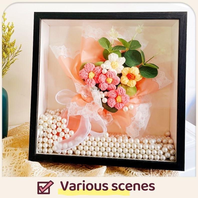 Shadow Box Frame with Linen , Pine Wooden Frame with Shatter-Resistant Glass Shadowbox Display Case for Wall and Tabletop,  Box for Flower, Medals, Tickets, Photos (Walnut, 8