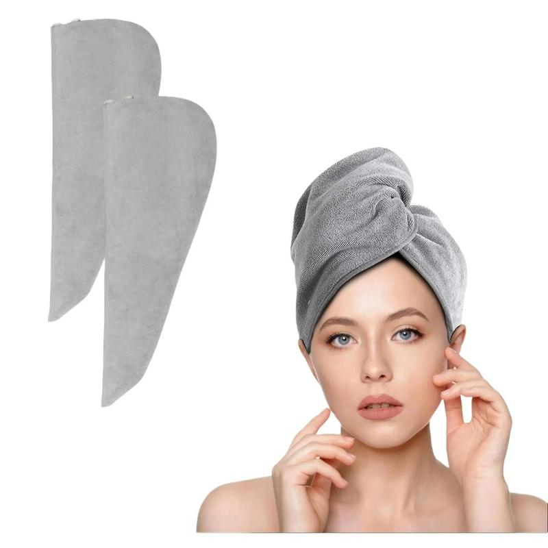 Super Absorbent Microfiber Hair Towel - 2 Pack, 9.8 x 25.5 inch, Fast Drying Hair Turbans for Women Wet Hair