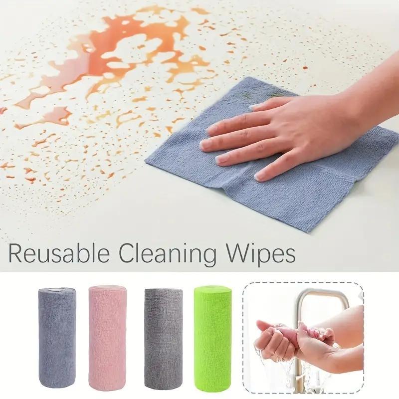 Random Color Microfiber Kitchen Towel, 20pcs roll Reusable Dishwashing Cloth, Absorbent Dish Towel, Household Cleaning Tool for Kitchen Bathroom