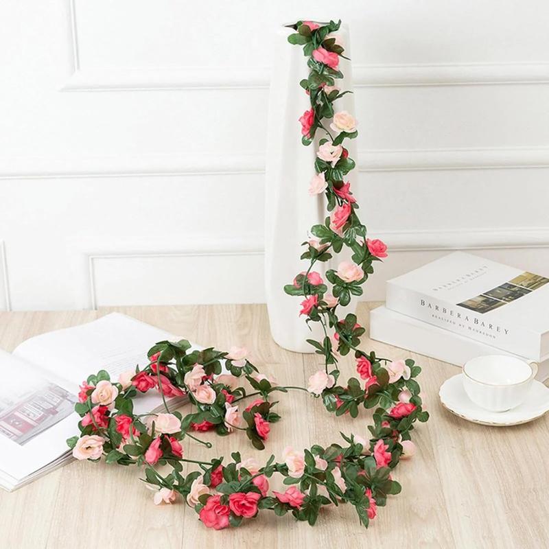 2 Pack 16.4Ft Flower Garland Artificial Rose Vines for Bedroom, Cute Fake Hanging Flower Vines Floral Garland Decorations for Wedding Party Wall Room