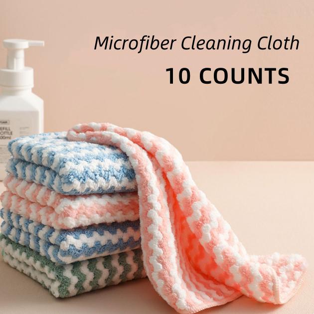 10 Counts Microfibe Kitchen Cleaning Cloths，Kitchen Towels for Dish Dry&Wet Washing,Reusable and Washable Towels,Multipurpose Random Color Dishwashing Rags for Kitchen, Sinks, Pots, Pans,furniture