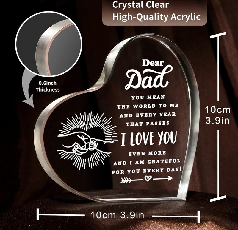 Father's Day Gifts For Dad From Daughter, Son, Birthday Gifts For Dad, Bonus Dad, Funcle, New Dad Gifts For Men, Father's Dad Gifts Heart Acrylic