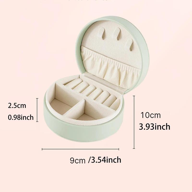 Round and Square Elegant Jewelry Storage Box, 1 Piece Multi-grid Jewelry Boxes with Handle, Travel Jewelry Case for Girls Women Earring Necklace Bracelet Ring