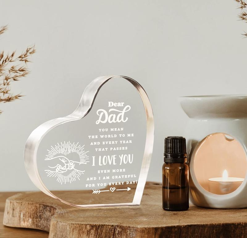 Father's Day Gifts For Dad From Daughter, Son, Birthday Gifts For Dad, Bonus Dad, Funcle, New Dad Gifts For Men, Father's Dad Gifts Heart Acrylic