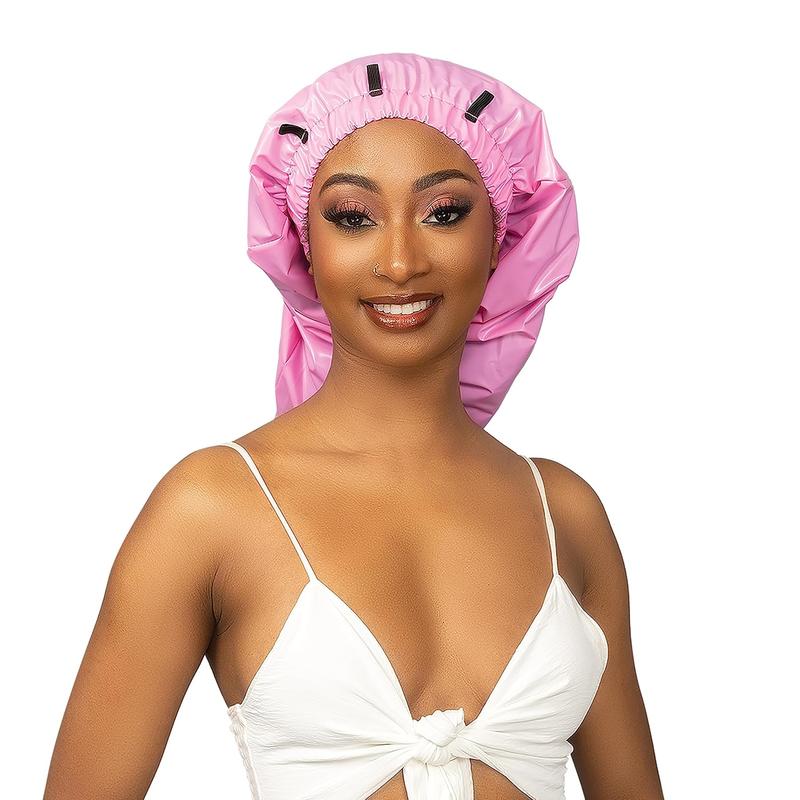 Shower Cap for Extra Long Hair, Braids, Locs, Twists – Waterproof – Snug Fit Guarantees No Leaks – Easy Button Up (Long (22.3