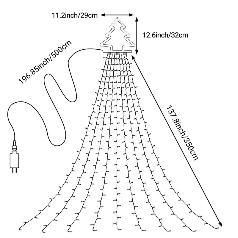 Outdoor Christmas Tree Decorating Light, 1 Count 11.8ft LED Light with 317 Led Lights Garden Decorations, Christmas 2024 Ornament, Decorative Light for Outdoor Garden Tree Decoration, Decorations Supplies, Light Decoration, Festive Decoration