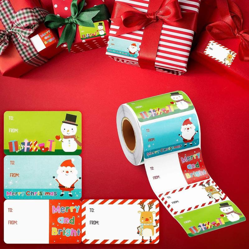 Christmas Themed Stickers, 500pcs roll Gift Name Tag Sticker, Holiday Gift Decor Label Sticker, Santa Sticker, Home Decor Collection, School Supplies