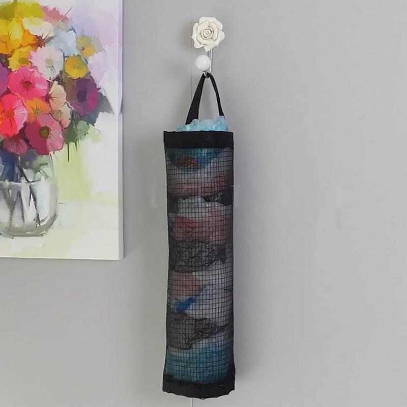 Wall Mounted Garbage Bag Holder, Multifunctional Socks Underwear Plastic Baghanging Net Storage Box, Storage Organizer for Living Room Bathroom Bedroom Kitchen