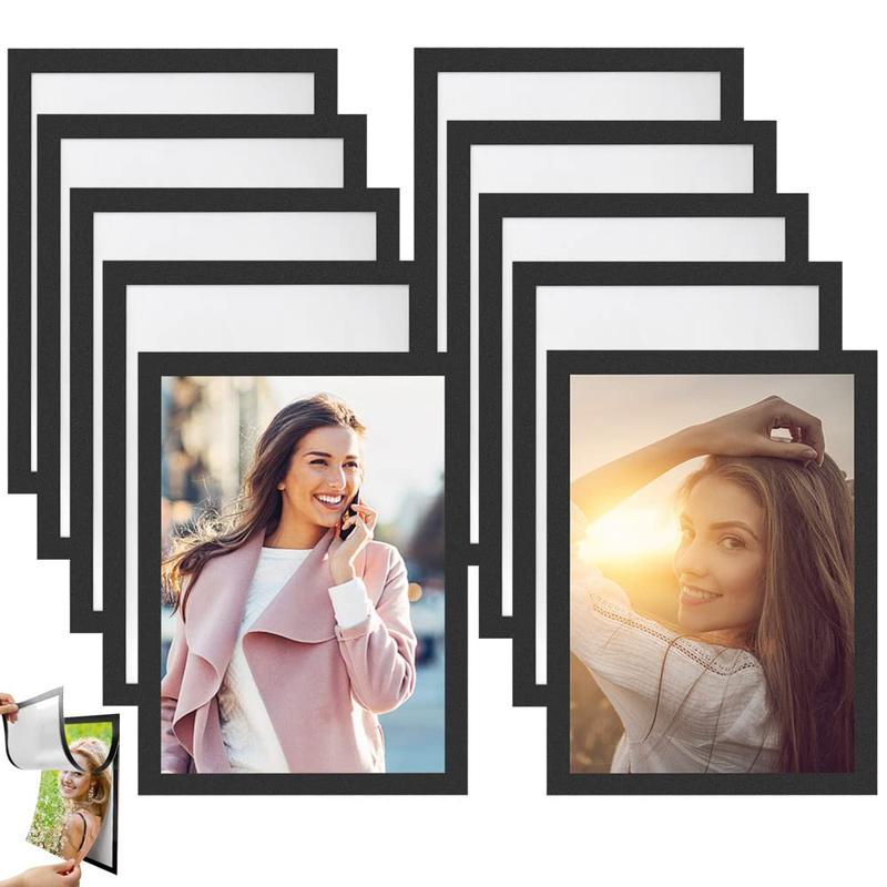 Magnetic Photo Frame, 10pcs set A4 Self-adhesive Photo Frame, Wall Hanging Photo Frame, Photo Display Frame for Home Office, Home Decor