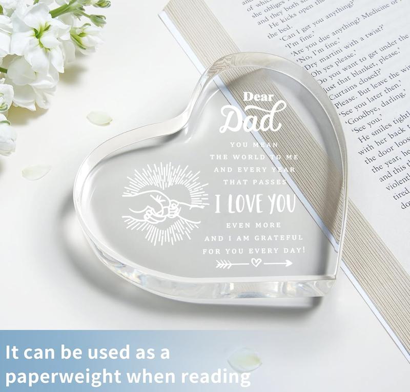 Father's Day Gifts For Dad From Daughter, Son, Birthday Gifts For Dad, Bonus Dad, Funcle, New Dad Gifts For Men, Father's Dad Gifts Heart Acrylic