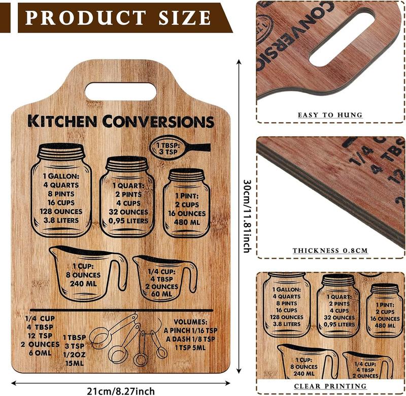 Rustic Kitchen Conversion Chart Wooden Kitchen Wall Art Decor Measurements Conversion Chart Decorative Sign Kitchen Cooking Gadgets Baking Cooking Gifts for Women, 11.81 Inch