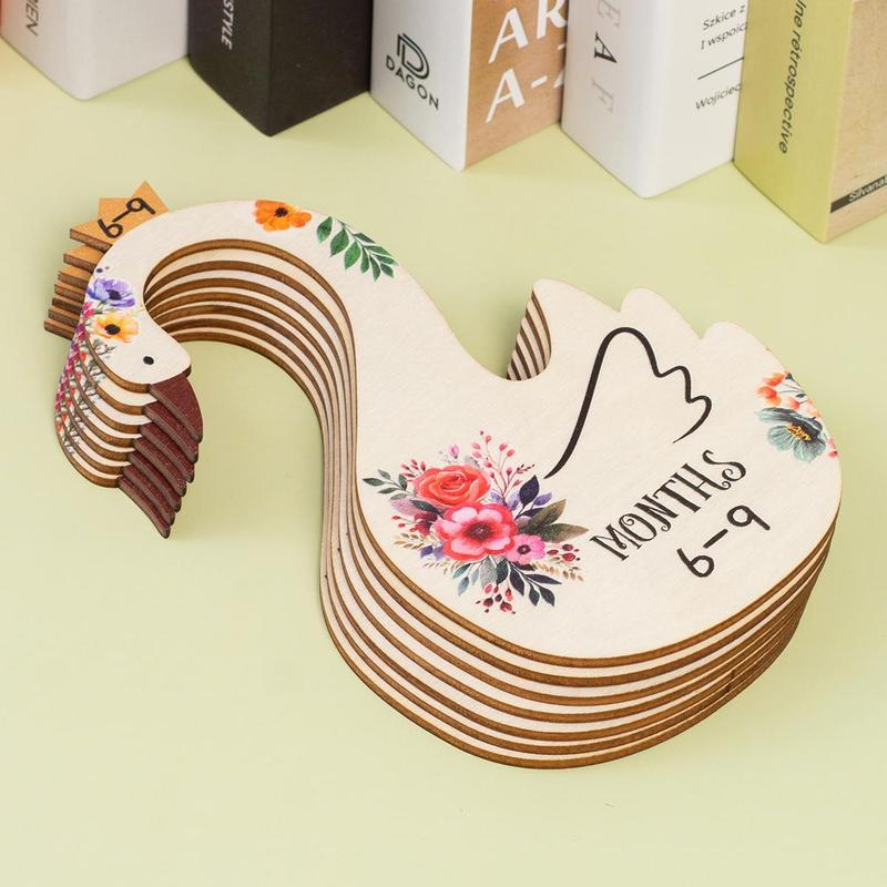 Wooden Swan & Flower Pattern Hanger (7counts set), Cartoon Swan Shaped Baby Clothes Separator, Home Organizer for Baby Wardrobe