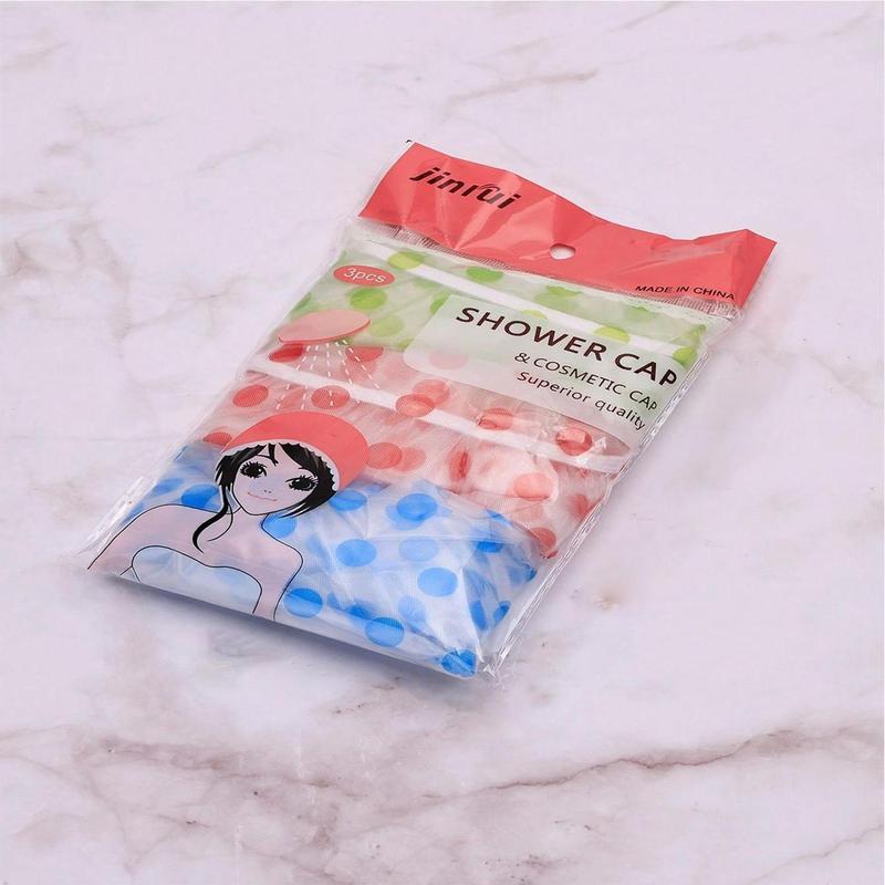 3pcs pack Colorful Dot Pattern Thickened Disposable Bathing Hat, Oil and Dust Proof Adult Bathing Hat, Bathing Supplies