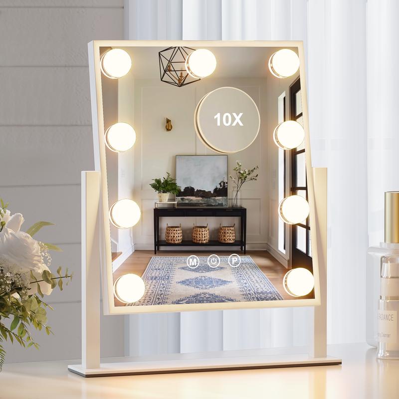 Vanity Mirror with Lights, Makeup Mirror with Lights, 10X Magnification, Light up Mirror with Smart Touch 3 Colors Dimmable, Mirror with Lights with 360° Rotation for Women Gift. Decor