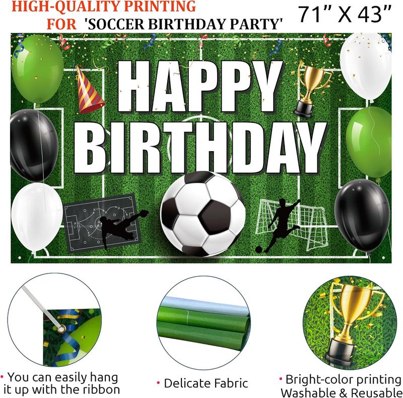 Soccer Party Decorations, 158PCS Soccer Birthday Balloon Garland Arch kit with Large Happy Birthday Backdrop Banner for Soccer Birthday Party Decorations