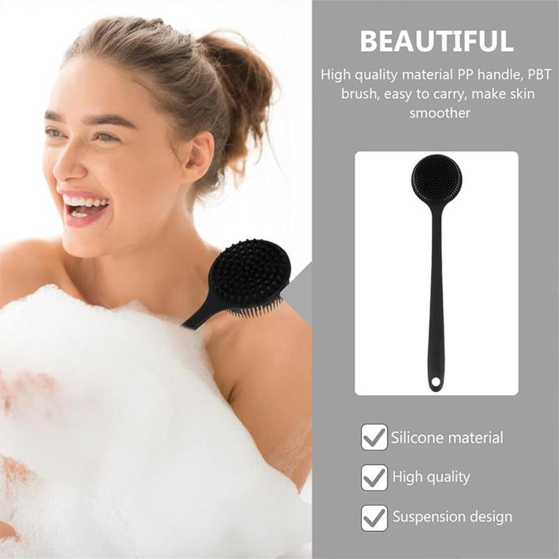 Silicone Back Scrubber, Soft Silicone Back Shower Brush with Long Handle, Bath Body Scrubber for Men Women, Bathing Accessories