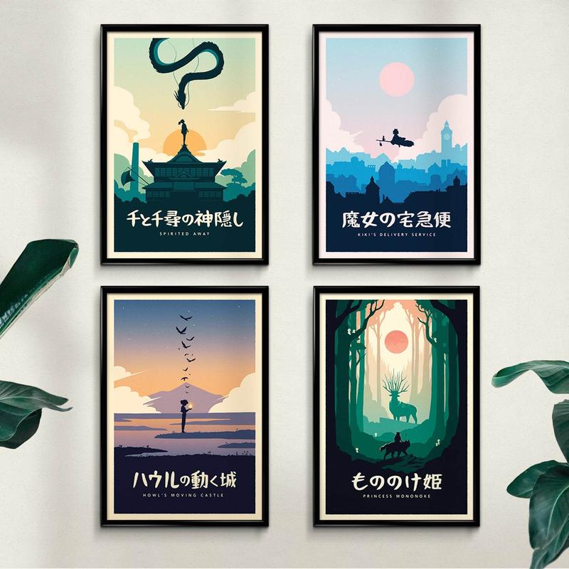 Ghibli Minimalist Poster Bundle - Wall Decor Artwork Set Gift