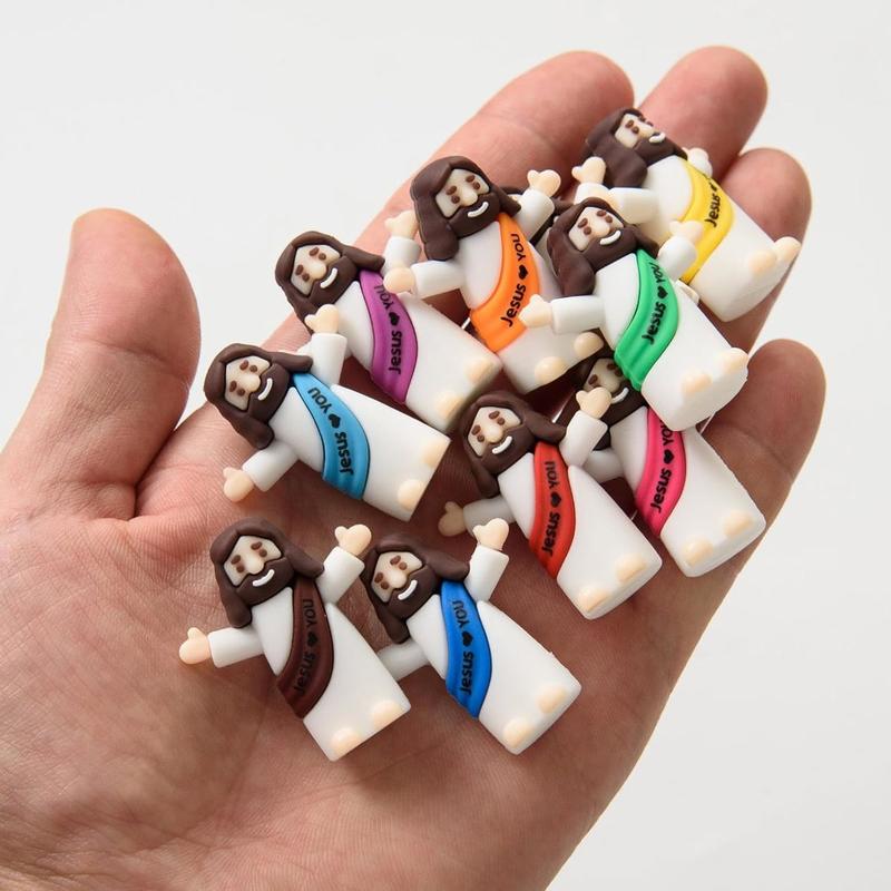 Mini Jesus Figures 50 Pcs Little Jesus Figures with Slogan to Hide and Seek Religious Christmas Christian Baptism Gifts