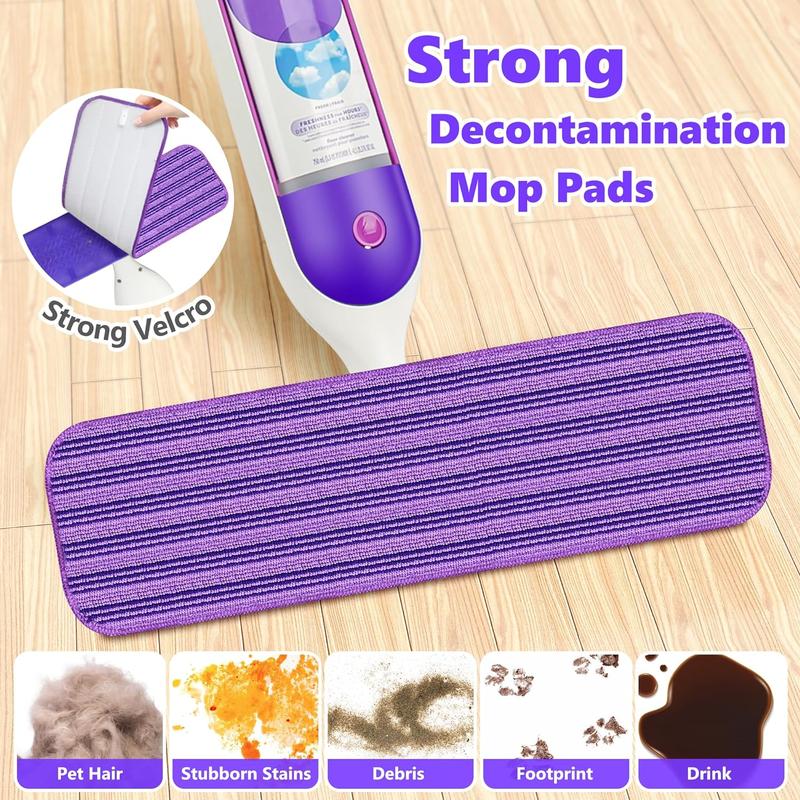 Reusable Mop Pads Compatible with Swiffer Power Mop, 6 Counts 18pcs Microfiber Mop Pads Refills Mop Heads Replacement for Swiffer Mop Spray Mop Floor Mop, Washable Reusable Floor Mopping Refills