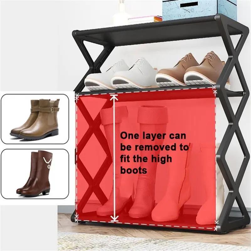 4-layer Shoe Rack, 1 Count Foldable Adjustable Self-assembly Shoe Storage Rack, Multi-functional Space-saving Waterproof Shoe Organizer for Home Office Dormitory