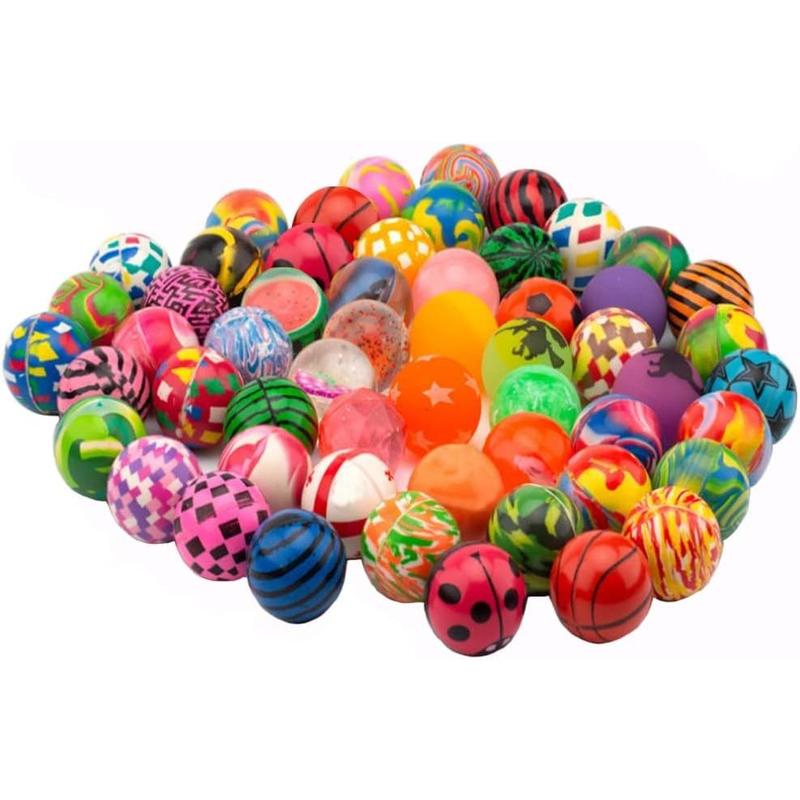 100 Pieces Colorful Bouncy Balls Bulk Mixed Pattern High Bouncing Balls for Kids Party Favors, Prizes, Birthdays Gift (27 mm)