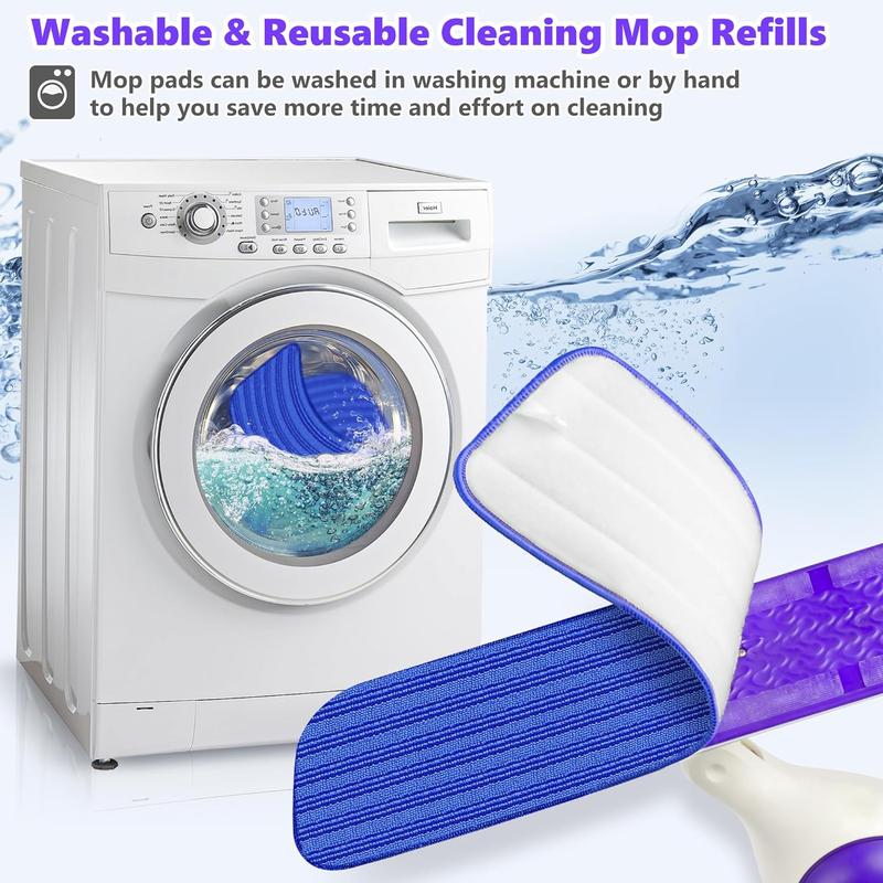 Reusable Mop Pads Compatible with Swiffer Power Mop, 6 Counts 18pcs Microfiber Mop Pads Refills Mop Heads Replacement for Swiffer Mop Spray Mop Floor Mop, Washable Reusable Floor Mopping Refills