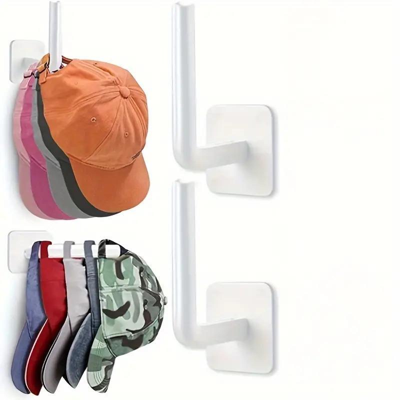 Hat Storage Hook, 2 Counts L-shaped Self-adhesive Hat Holder, Home Space Saving Storage Hook for Entrances, Corridors, Bathrooms, Bedrooms, Dormitories