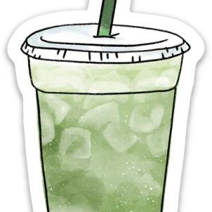 Iced Matcha Green Tea Waterproof Vinyl Sticker, 4x2