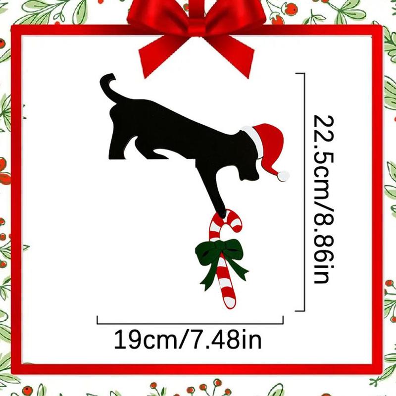 Dog Cat Shaped Christmas Door Corner Decor, 1 Count Rustic Faux Wood Dog Cat Hanging Ornament, Perfect for Holiday Ambiance & Party Decoration