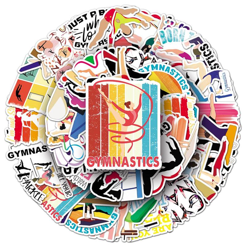 Gymnastics Sports Themed Sticker, 50Pcs set Gymnastics Sports Pattern Decorative Sticker, DIY Decals for Car, Phone, Laptop, Luggage, Scrapbooking